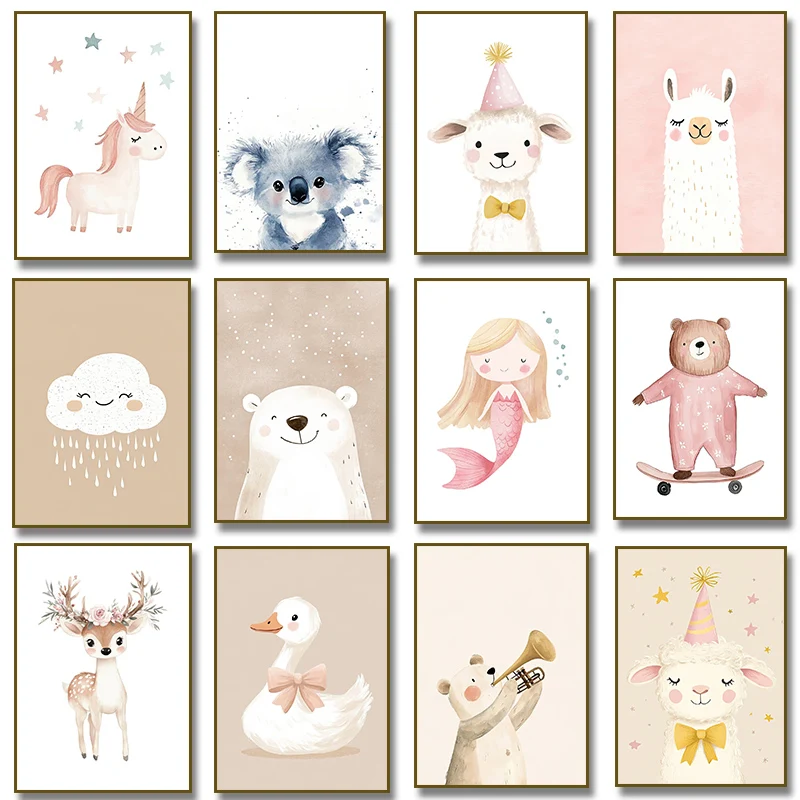 Home Cinema Classic - Cute Watercolor Unicorn Mermaid Llama Goose